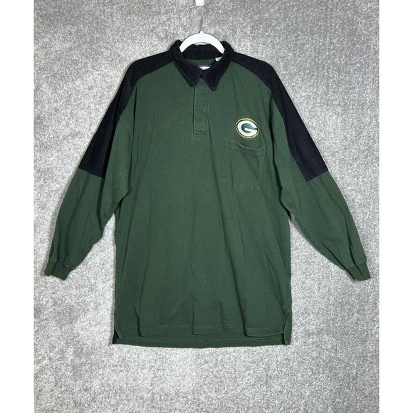 Vintage Logo 7 Game Day Green‎ Bay Packers XLT Cotton Corduroy Long Sleeve Shirt - Picture 1 of 7